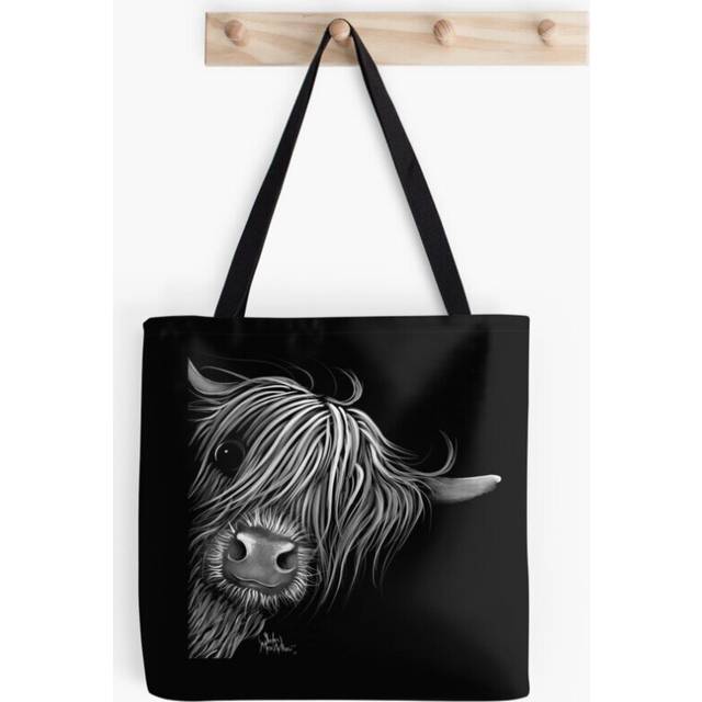 Tote Bags HiGHLaND CoW PRiNT SCoTTiSH ' SuGaR LuMP B&W ' Grocery for School Library Gym