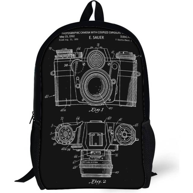 Backpacks Camera Vintage Patent Blueprint 1962 17inch School Bag