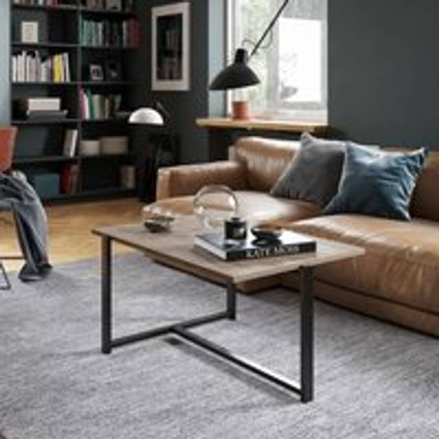 Decorotika Merideths Metal Coffee Table For Living Room Table Large Storage Space Accent Table - Walnut And Black, Multi