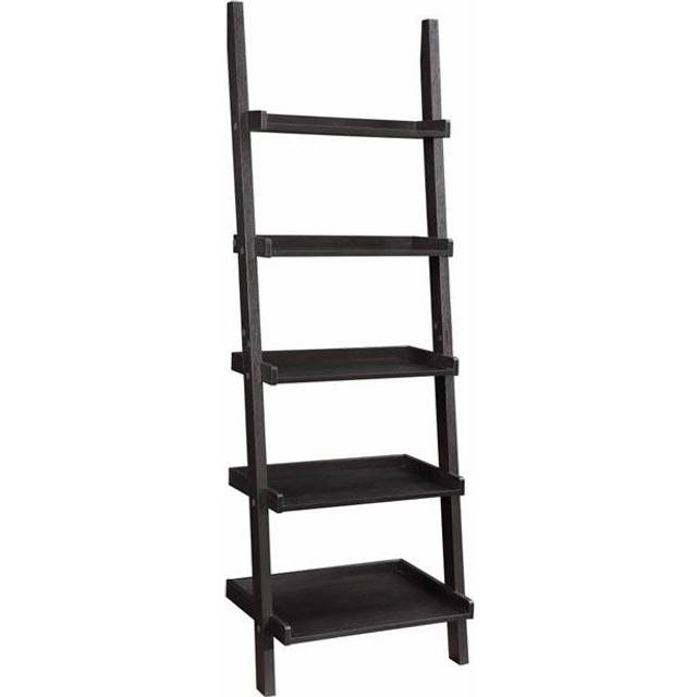 Sleek Wooden Ladder Bookcase with 5 Shelves, Brown