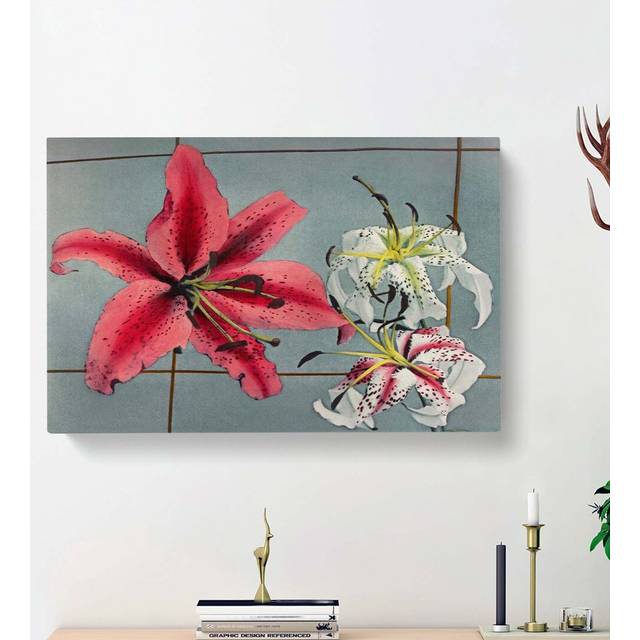 Pink & White Lilies by Kazumasa Ogawa - Wrapped Canvas Painting Print (40cm H x 60cm W x 3cm D)