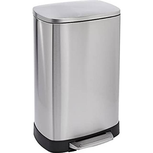 Amazon Basics Rectangle Soft-Close Rubbish Bin with High Base - 50ÂLitres