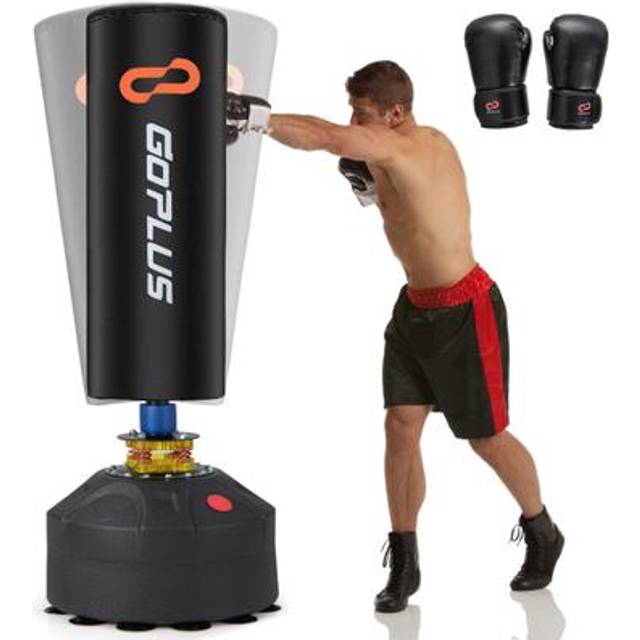 Costway Freestanding Punching Bag with Stand and Suction Cup Base - Black - 50 x 50 x 175cm