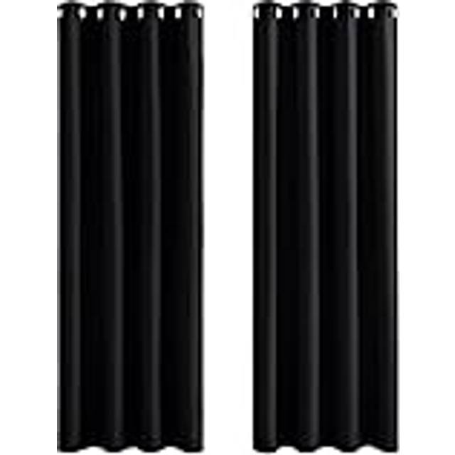 Pony Dance Sovrum gardiner ogenomskinliga – gardiner ogenomskinliga vardagsrum termisk gardin barnrum gardin ljusblockering öljettskynke, set om 2 stycken H 210 x B 132 cm, svart