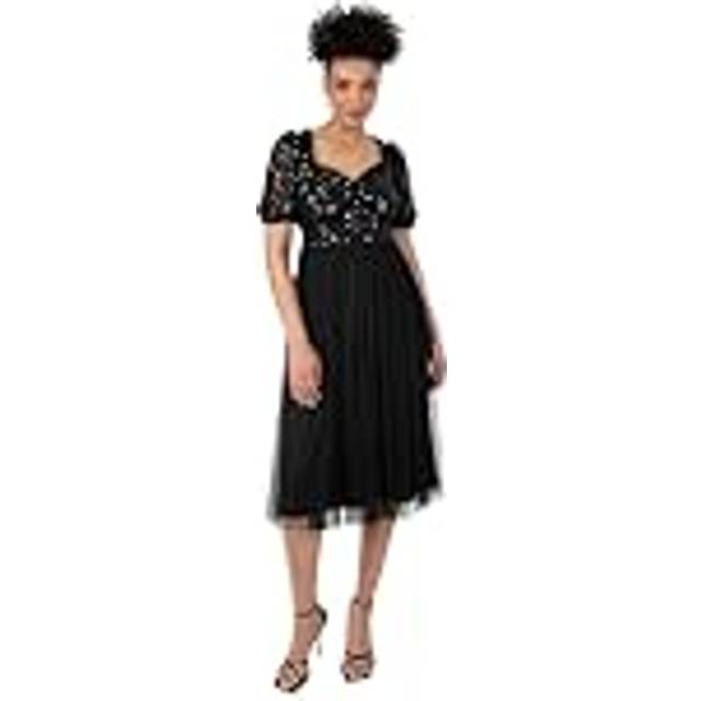 Sweetheart Neck Midi Dress - Black - 12