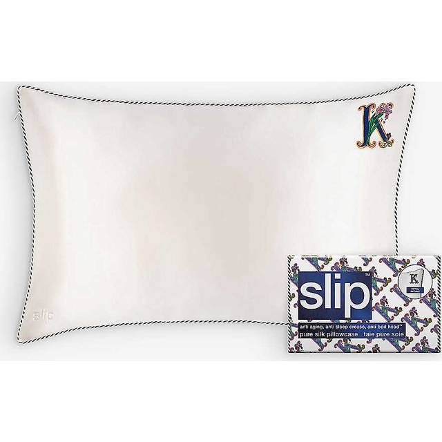Slip K Queen Letter-embroidered Silk Pillowcase 51cm X 76cm