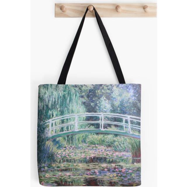 Tote Bags Claude Monet Water Lilies and Japanese Bridge Grocery for School Library Gym