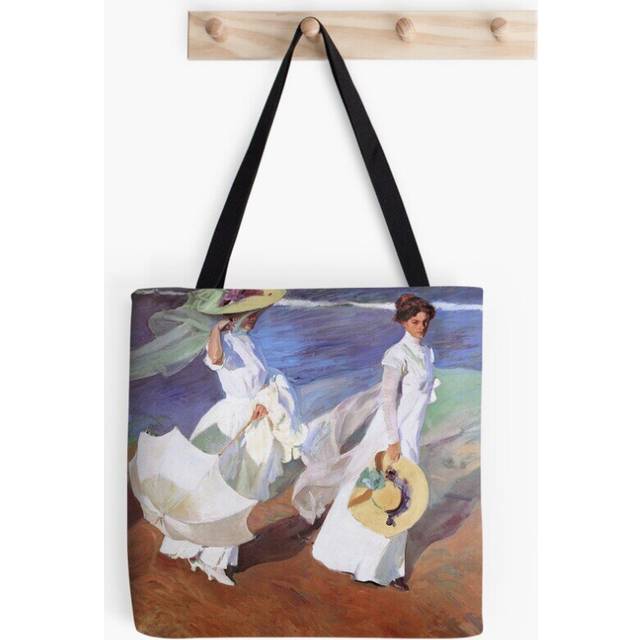 Tote Bags Joaquin Sorolla Women Walking on the Beach Impressionist Painting Grocery for School Library Gym