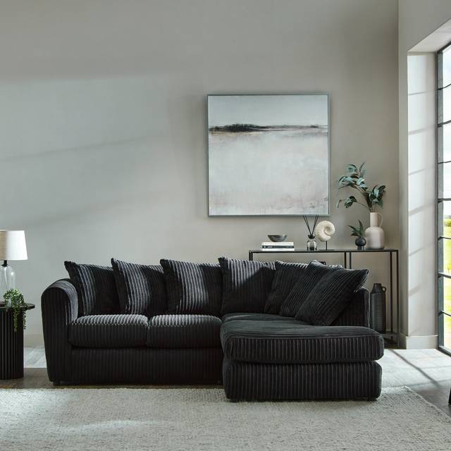 Blake Jumbo Cord Corner Sofa - Jumbo Cord Black