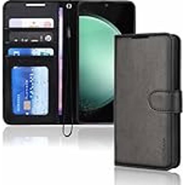 [Leather Wallet Case] Protective Cover with Cash & Card Holder, Stand and Wrist Strap For Samsung Galaxy S23 FE 5G