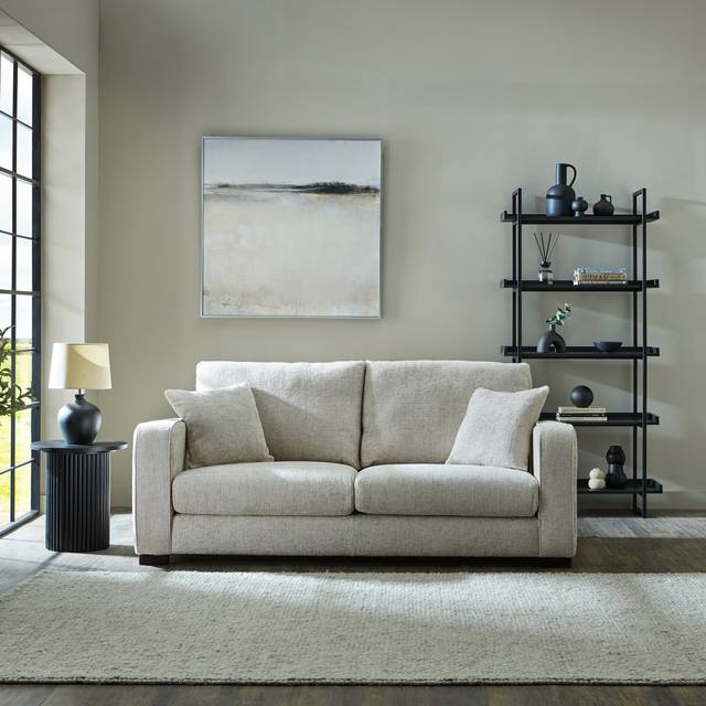 Carson Deep Sit Chunky Chenille 3 Seater Sofa - Chunky Chenille Mushroom