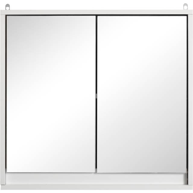 HOMCOM Bathroom Wall Cabinet with Mirror, 1 Internal Adjustable Shelf, Cushioned Door without Noise, for Mirrored Vanity, Bedroom, White Aosom UK