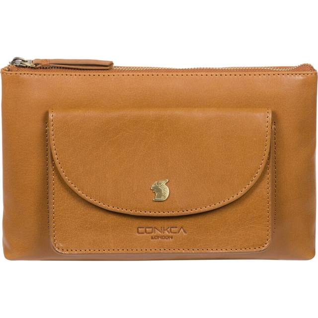 Conkca London Womens 'Treasure' Dark Tan Leather Clutch Bag - One Size