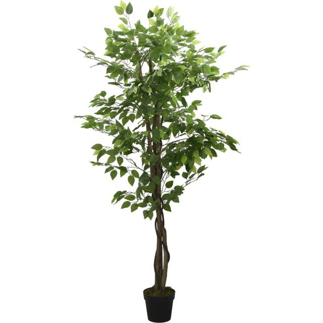 vidaXL Konstväxt fikusträd 630 blad 120 cm grön