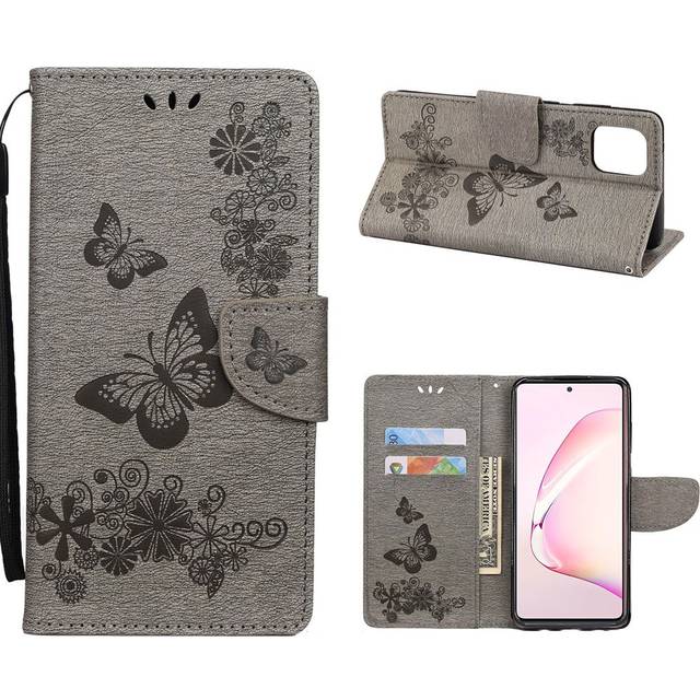 Butterfly läder Samsung Galaxy Note 10 Lite fodral - Silver/Grå