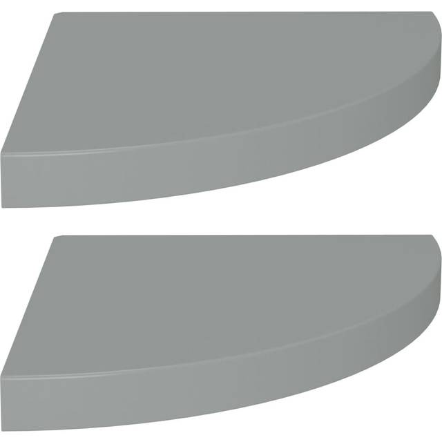 vidaXL Floating Corner Shelves 2 pcs Grey 35x35x3.8 cm MDF