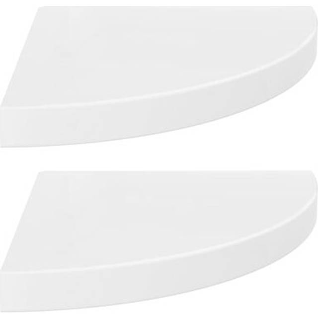 vidaXL 2x Floating Corner Shelves High Gloss White MDF Display Unit Bookcase
