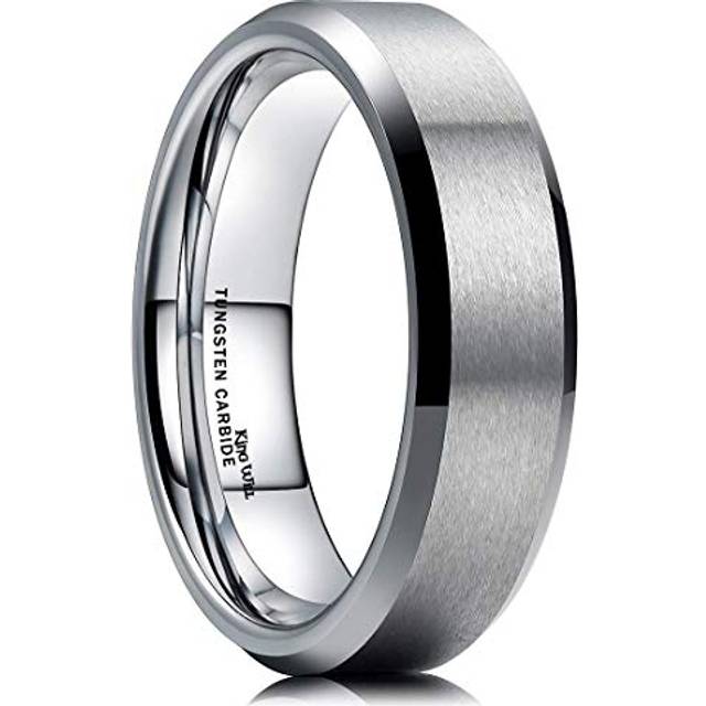 King Will 6MM Wedding Band For Men Tungsten Carbide Engagement Ring Comfort Fit Beveled Edges