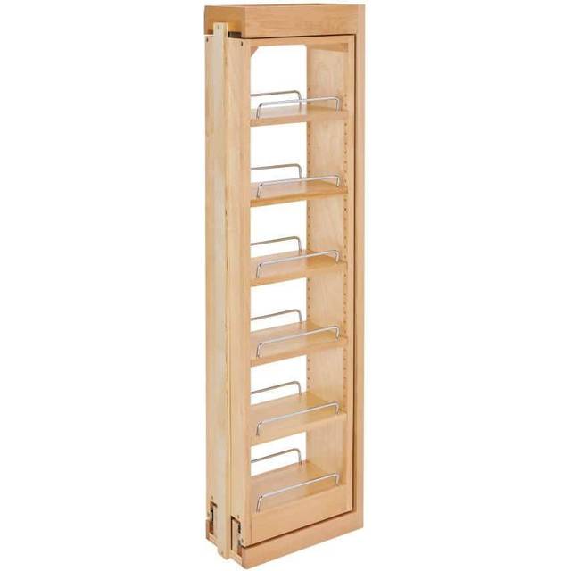 "Rev-A-Shelf 6"""""""" W x 42"""""""" H Pull Out Quad Shelf Organizer for Wall & Base Kitchen Cabinets  Full Extension Filler Spice Rack  Adjustable  Wood  43"