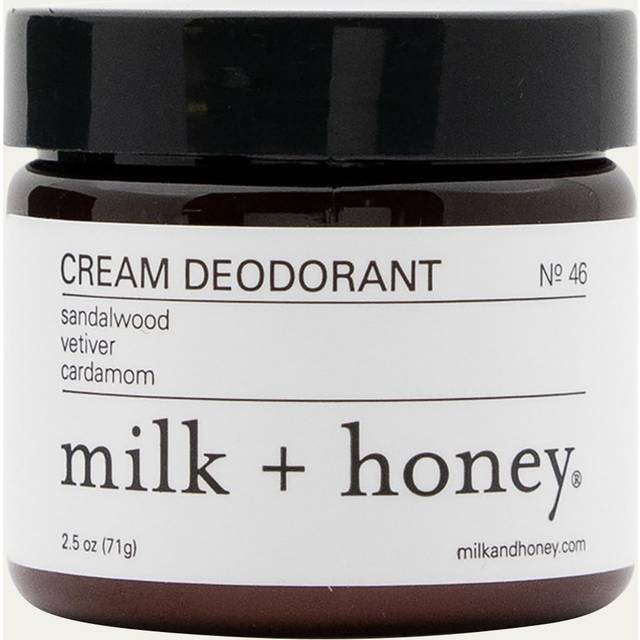 milk + honey Cream Deodorant No. 46  Aluminum Free Deodorant with Sandalwood  Vetiver  and Cardamom  Natural Deodorant for Women and Men  2.5 Oz