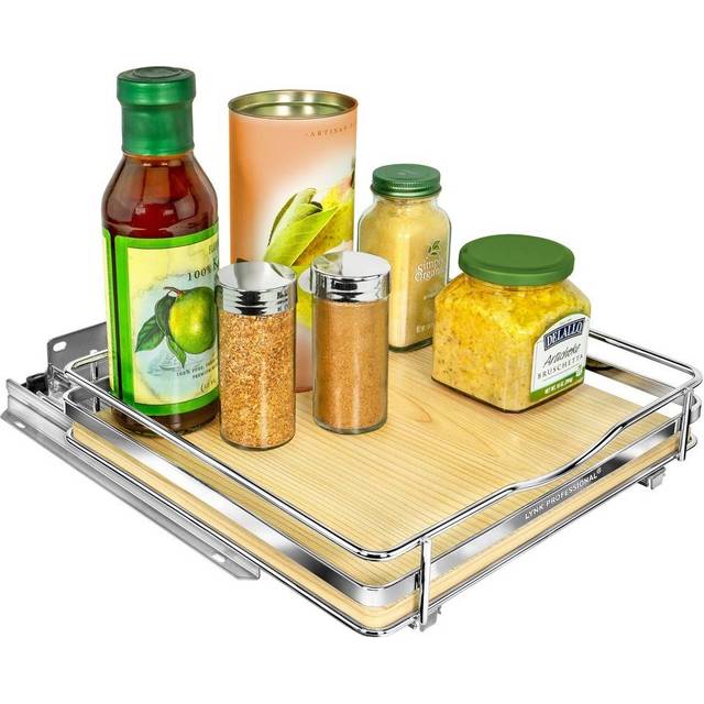 LYNK PROFESSIONAL? ?litePull Out Spice Rack Organizer for Inside Kitchen Cabinets - 10-1/4 inch Wide - Slide Out Drawer - Wood/Chrome Sliding Spice Ca
