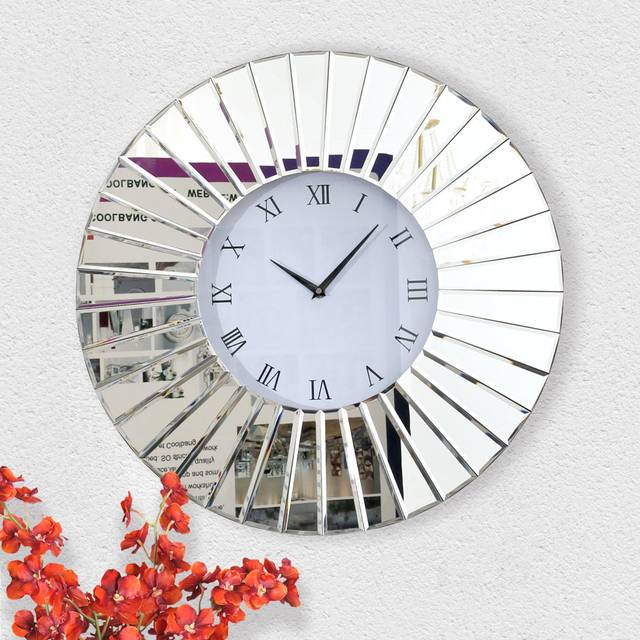 Jeni Silent Wall Clock - Silver (60cm H x 60cm W x 4.8cm D)