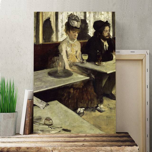 'Absinthe Drinkers in a Cafe' by Edgar Degas Painting Print on Canvas (60cm H x 40cm W)