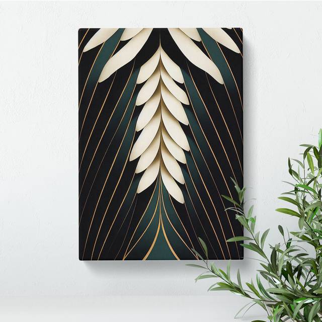 Miraculous Feather - Wrapped Canvas Graphic Art - Black;Beige (60cm H x 40cm W x 3cm D)