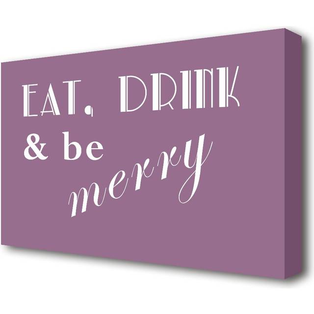 Kitchen Quote 'Eat Drink and Be Merry' Textual Art Print on Canvas in Dusty Pink (35.6 cm H x 50.8 cm W)