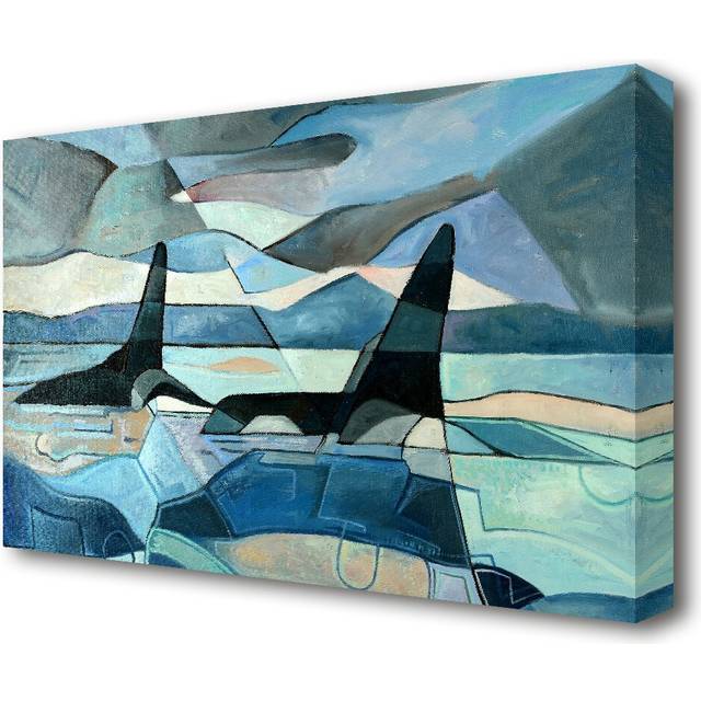 Whale Sail Wild Life - Painting Print on Canvas (66 cm H x 101.6 cm W)