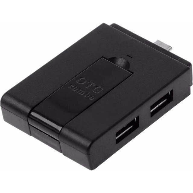 Type-c Dual USB 2.0 Micro USB OTG Desktop Holder Memory Card TF Card Reader for Mobile Phone BLACK COLOR