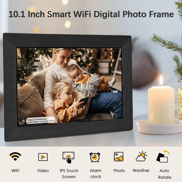 Andoer 10.1 Inch Smart WiFi Digital Photo Frame Digital Photo Album 1280*800 IPS Touchscreen EU Plug