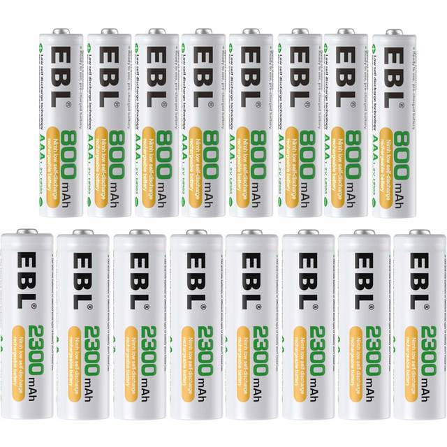16pcs Ni-MH AA AAA Rechargable Batteries Combo (8 X 2300mAh AA Batteries and 8 X 800mAh AAA Batteries)
