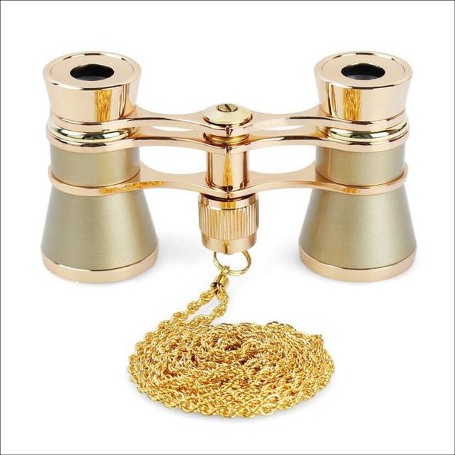 3X25 Opera Viewing Binoculars All Metal with Handle/Chain Ladies Retro Small Binoculars Mini Binocular