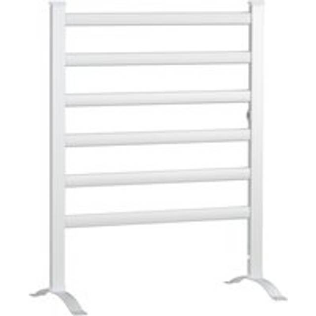 Homcom Electric Towel Warmer, 6 Bar Aluminum Heated Towel Rail, Wall Mounted & Free Standing Towel Drying Rack For Bathroom, Plug-in, Silver