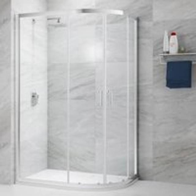 Merlyn NIX Sliding 2 Door Quadrant Shower Enclosure Offset 1200mm x 800mm in Chrome Toughened Safety Glass