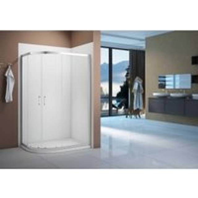 Merlyn NIX Sliding 2 Door Quadrant Shower Enclosure Offset 1200mm x 900mm in Chrome Toughened Safety Glass