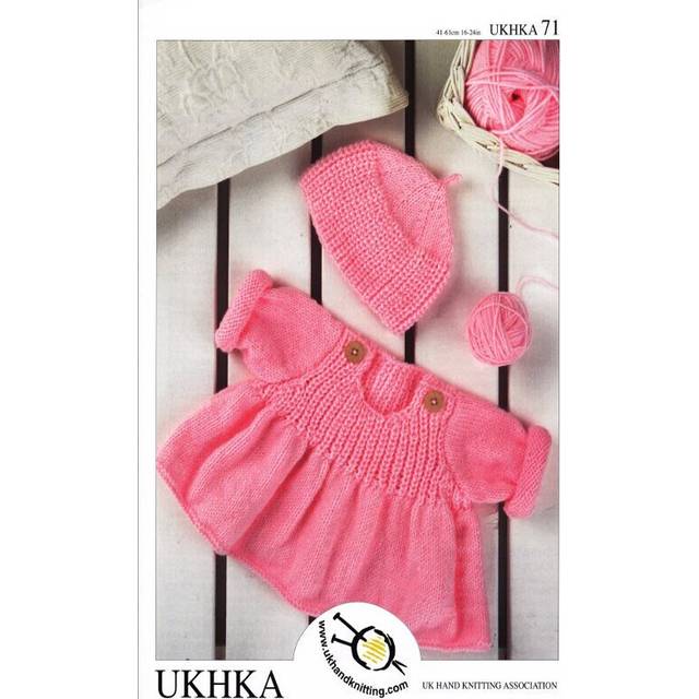 UKHKA 71 DK Knitting Pattern Baby Sweater & Hat