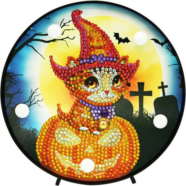 DIY Diamond Painting with LED Night Light for Halloween Home Bedside Decor 6in x 6in