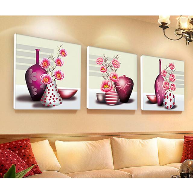Cross Stitch 5D Magic Cube Diamond Round Diamond Happy Vase Pink Diamond Painting Bedroom Flower