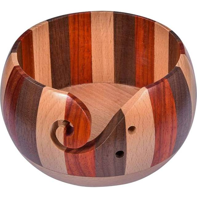 Wooden Yarn Bowl, Yarn Bowl Wool Holder, Handmade Rosewood Yarn Storage Bowl with Holes Needle and Thread Ball Storage for...