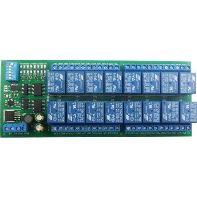 DC 12V DIN35 C45 Rail Box 16 Channel RS485 Relay Module Modbus RTU UART Control Switch Board for PLC PTZ Camera Motor LED