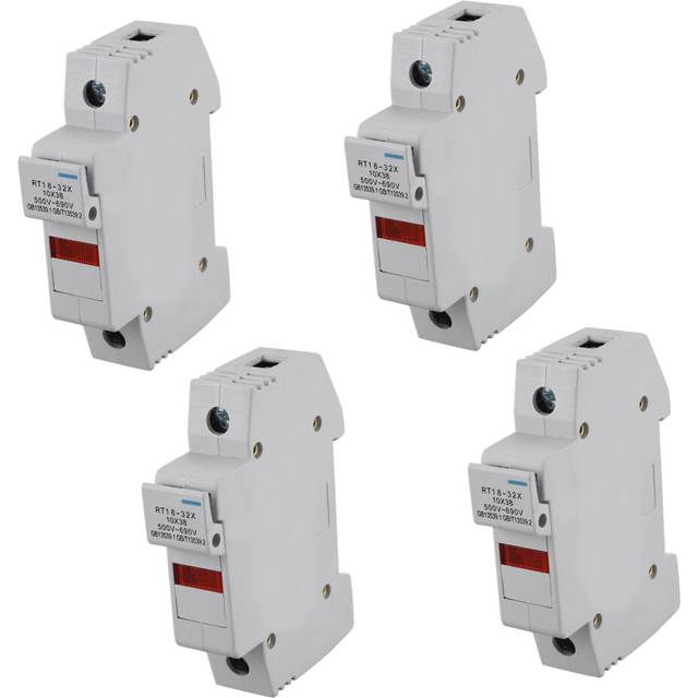 4X RT18-32X AC 380V 32A 1 Pole 10X38mm DIN Rail Mount Fuse Holder Base