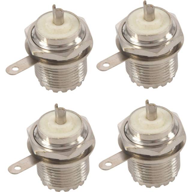 4X UHF Female SO239 Bulkhead Solder Panel Mount RF Straight Connector,Silver