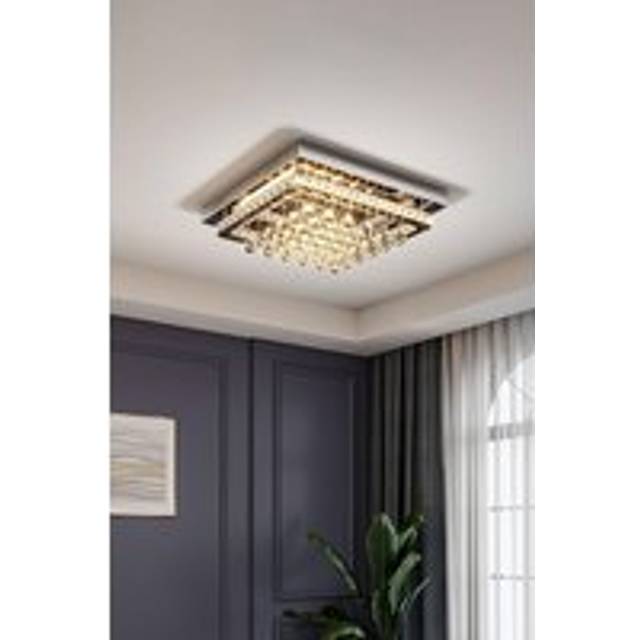 Living And Home Modern Fancy Crystal Led Flush Mount Ceiling Light In Silver - One Size