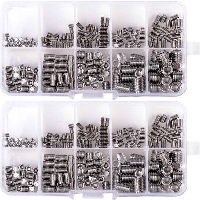 400Pcs 304 Stainless Steel Grub Screws Hex Socket Screw Assortment Kit Set M3///M6/M8