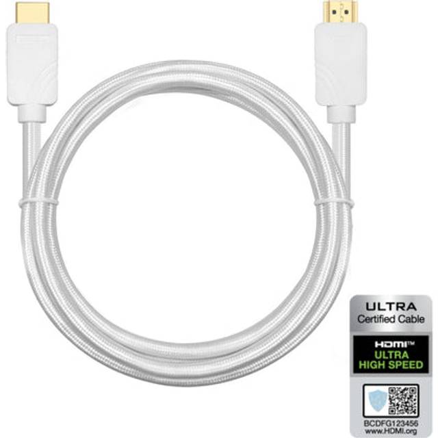 NÖRDIC CERTIFIED CABLES 1,5m Ultra High Speed HDMI 2.1 8K 60Hz 4K 120Hz 48Gbps Dynamic HDR eARC Game Mode VRR Dolby ATMOS nylonflätad guldpläterad