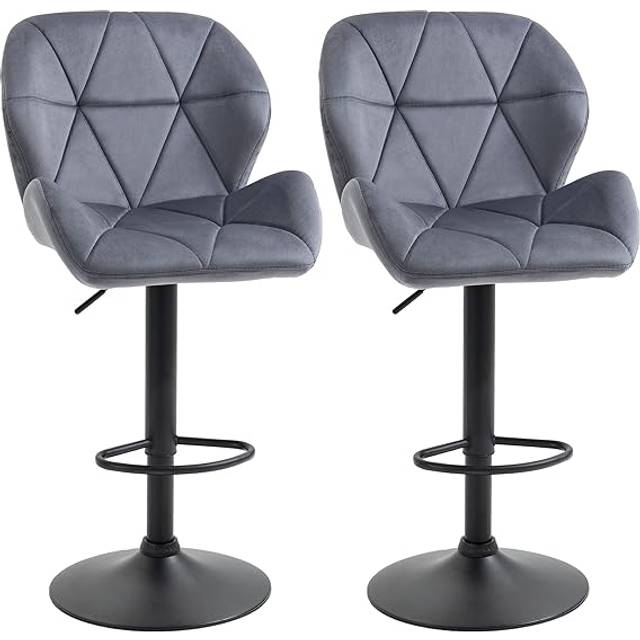 HOMCOM Adjustable Bar Stools Set of 2 - Dark Grey | TJ Hughes