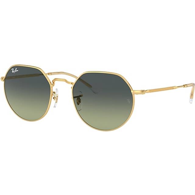 Ray - Ban Unisex RB3565 JACK 001/BH Sunglasses Metal Gold Green Geometric Normal Shaded