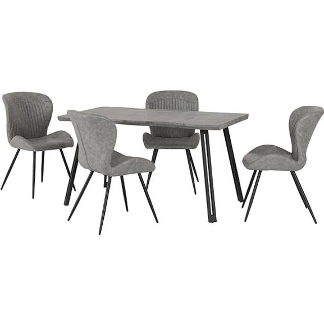 Quebec Wave Edge Dining Set - Concrete Effect - Grey
